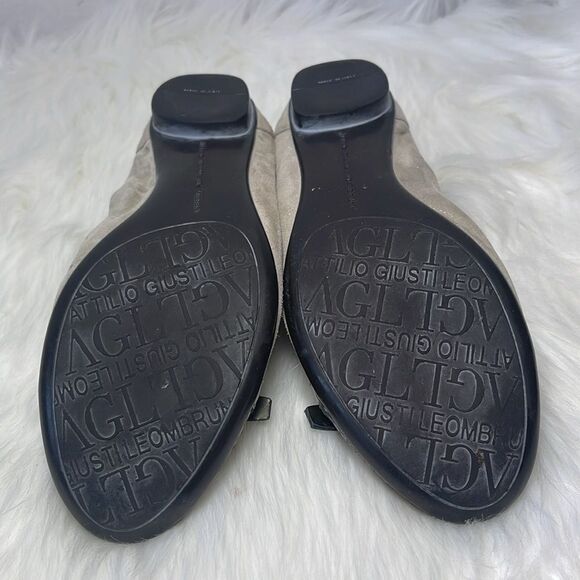 Attilio Giusti Leombruni AGL Cream Shimmer Cap Toe Ballet Flat Sz 37/US 7 - Picture 6 of 7